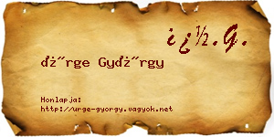 Ürge György névjegykártya